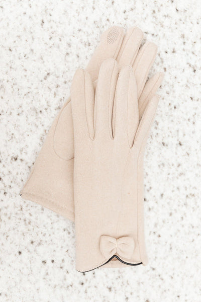 Wrapped In Bows Gloves in Beige