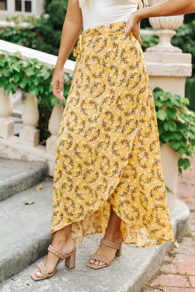 Wrapped In Florals Midi Skirt