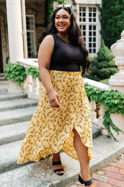 Wrapped In Florals Midi Skirt