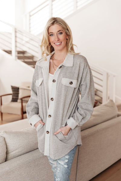 Wrapped In Love Shacket in Heather Gray