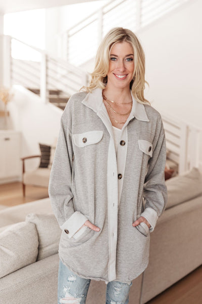 Wrapped In Love Shacket in Heather Gray