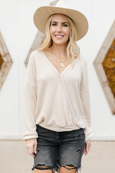 Wrapped In Waffle Knit Top