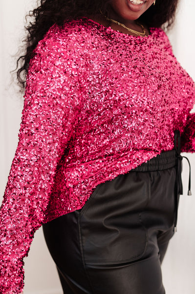 You Found Me Sequin Top in Fuchsia