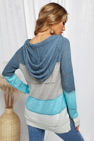 Color Block Knitted Hoodie - 3 color options!
