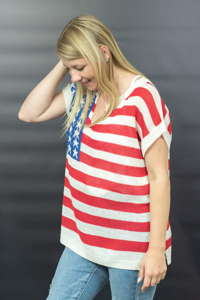 USA Love Flag Print Sweater
