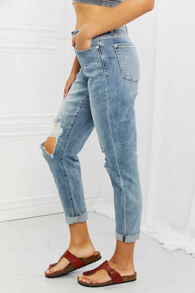 Judy Blue Malia Mid Rise Boyfriend Jeans