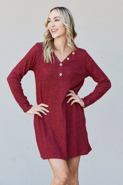 Chicago Skyline Ribbed Henley Dress