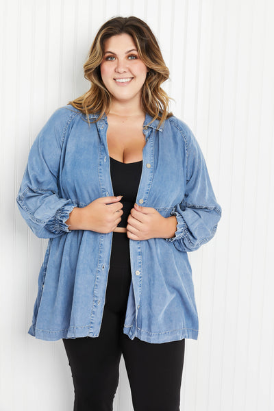 Golden Fields Chambray Button-Up Swing Tunic