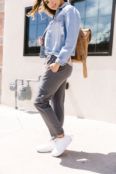 Athleisure Cargo Joggers In Slate