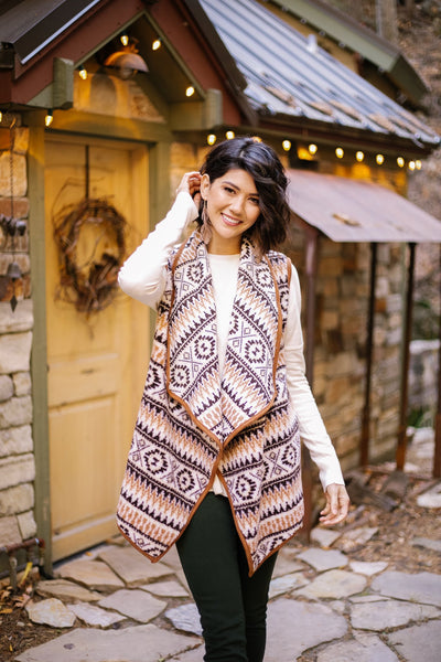 Aztec Print Sherpa Vest