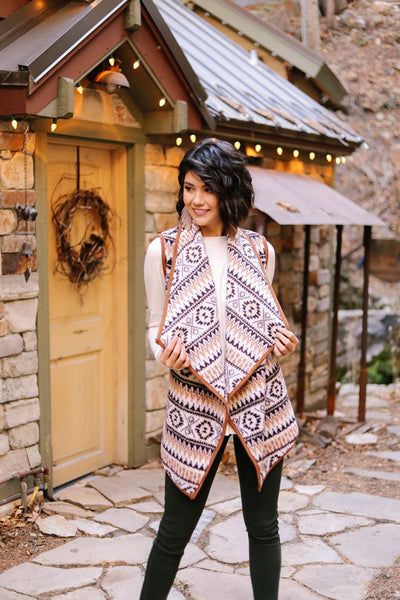 Aztec Print Sherpa Vest