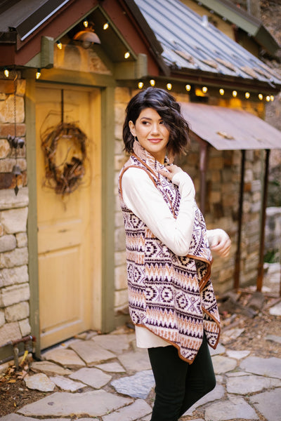 Aztec Print Sherpa Vest