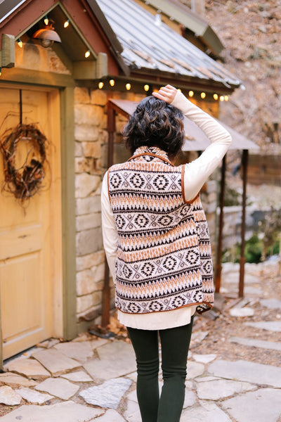 Aztec Print Sherpa Vest