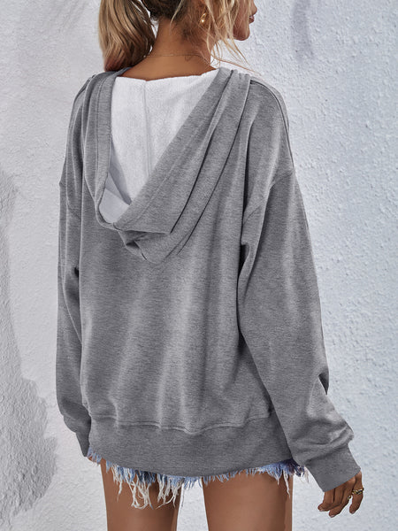 Dropped Shoulder Slit Hoodie - 9 color options