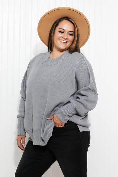 Comfort Awaits Slouchy Side Slit Sweater