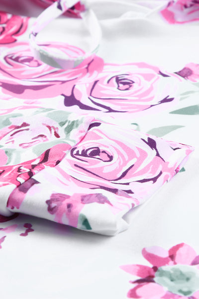 Floral Crisscross Drawstring Hoodie