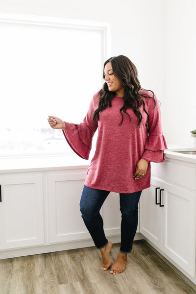 Back Up Ruffle Sleeve Blouse