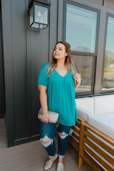 Bamboo Knit Top In Teal