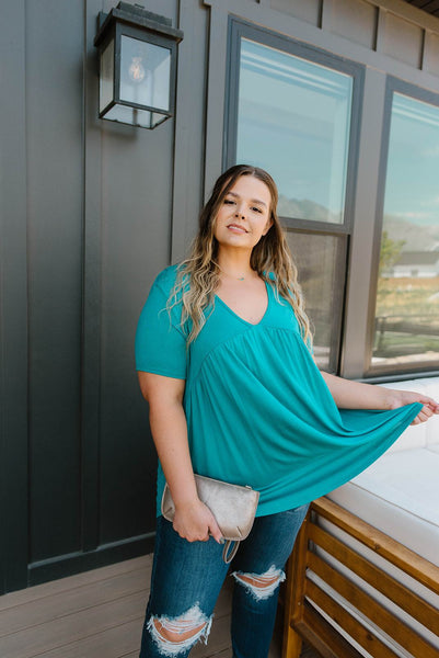 Bamboo Knit Top In Teal