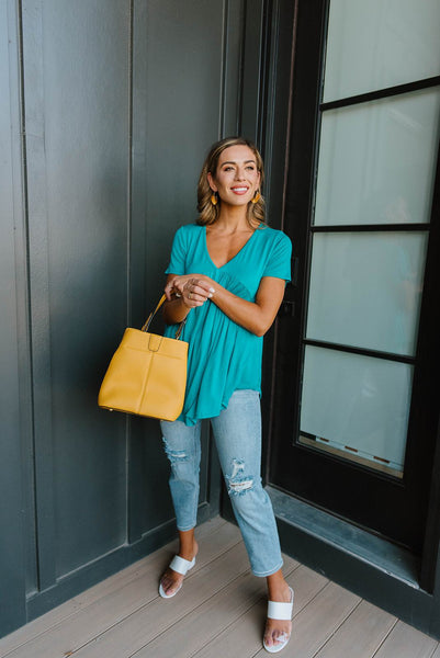 Bamboo Knit Top In Teal