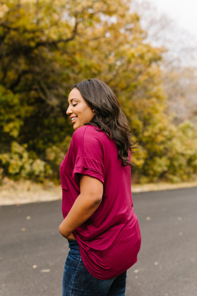 Basically Perfect V-Neck In Burgundy