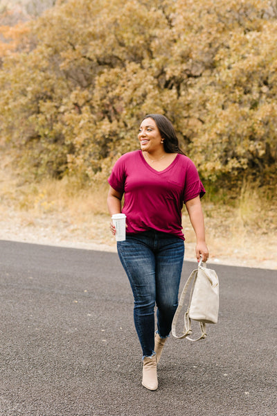 Basically Perfect V-Neck In Burgundy