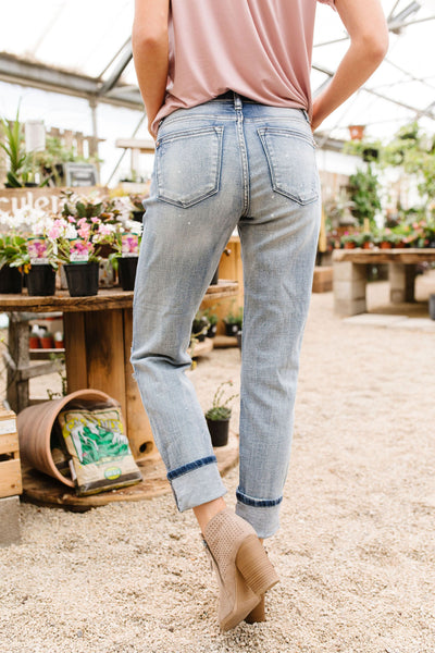 Beach Splash Destroyed Boyfriend Jeans