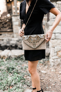 Beaded Elegance Crossbody Clutch