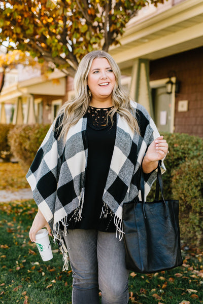 Blank Check Plaid Poncho