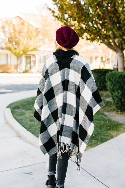 Blank Check Plaid Poncho