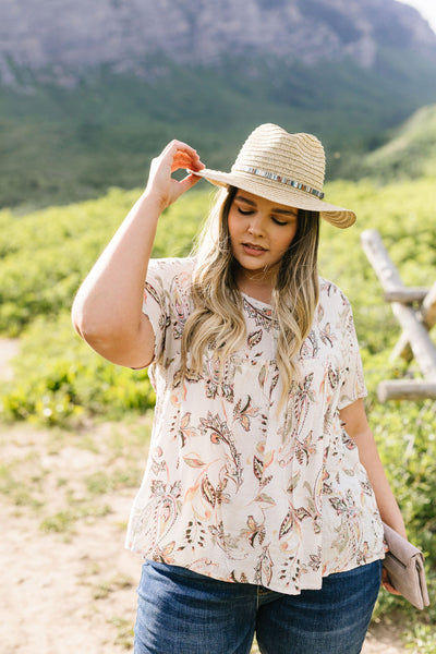 Bliss Swiss Dot Floral Top In Ivory