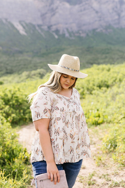 Bliss Swiss Dot Floral Top In Ivory