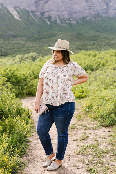 Bliss Swiss Dot Floral Top In Ivory