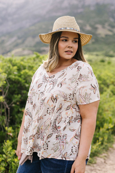 Bliss Swiss Dot Floral Top In Ivory