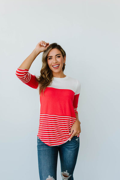 Block Talk Top In Red