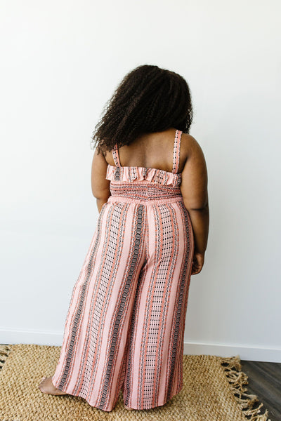 Boho Smocked Jumpsuit In Mauve