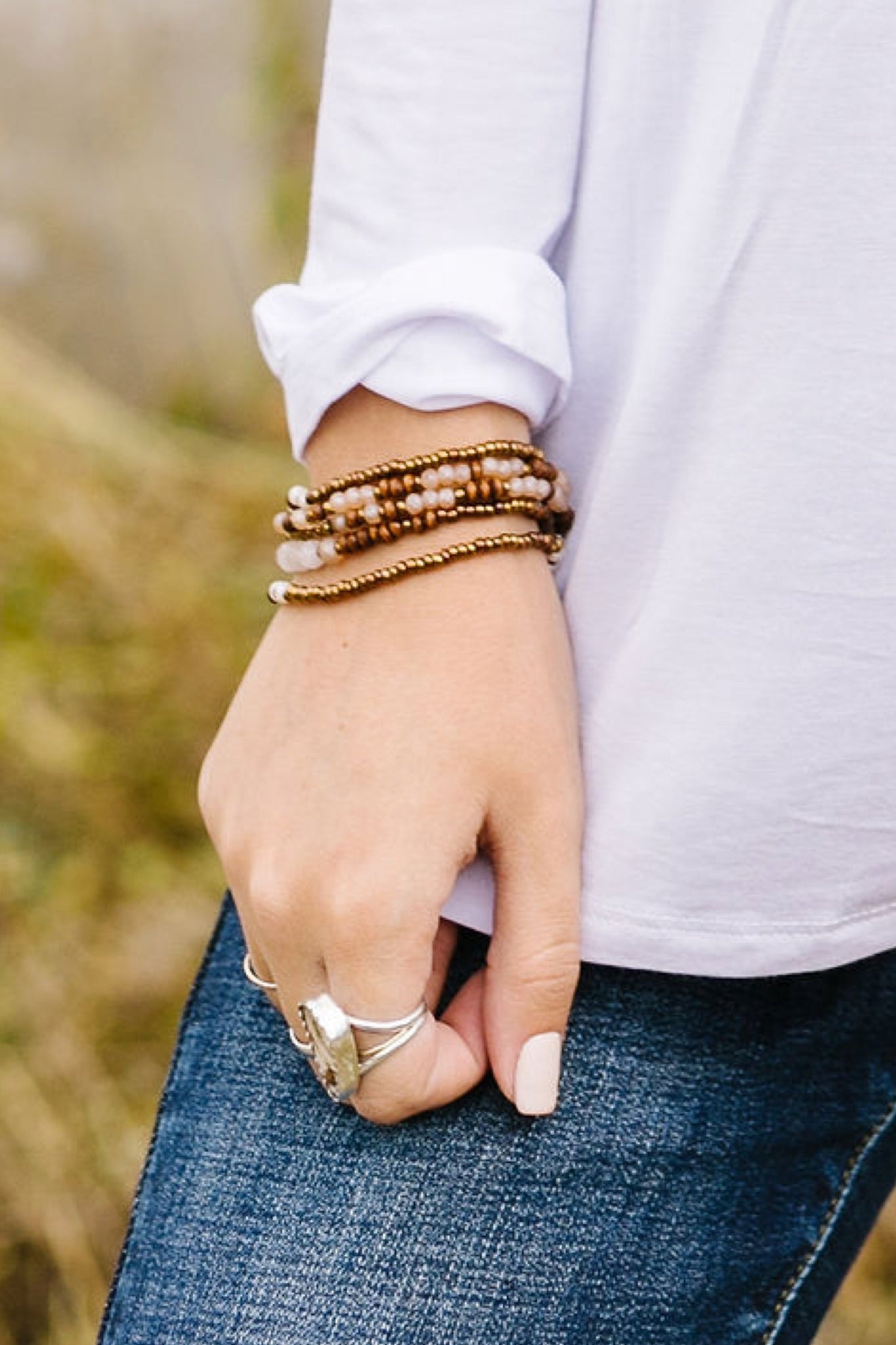 Wood + Stone Layered Bracelet