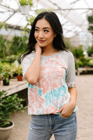 Bursts Of Tie Dye Raglan Top