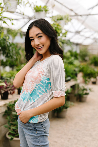 Bursts Of Tie Dye Raglan Top