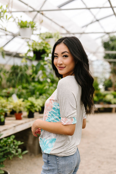 Bursts Of Tie Dye Raglan Top