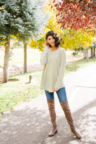 Buttons Of Gold Waffle Knit Top