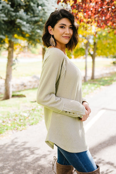 Buttons Of Gold Waffle Knit Top