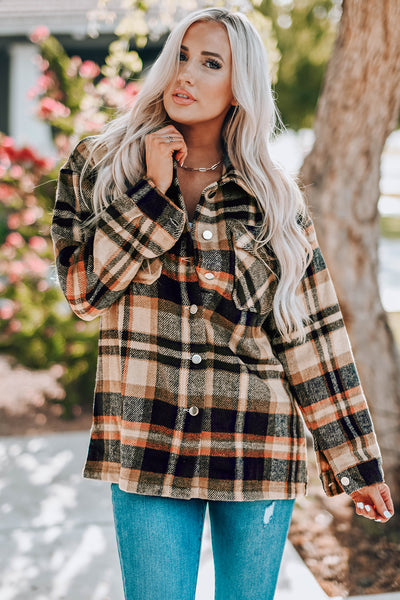 Plaid Button Front Shacket with Breast Pockets - 4 colors available