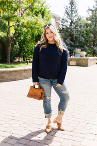 Cable Knit Navy Sweater