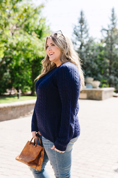 Cable Knit Navy Sweater