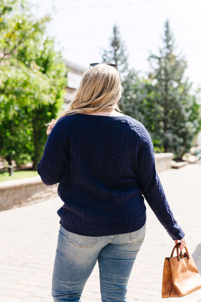 Cable Knit Navy Sweater