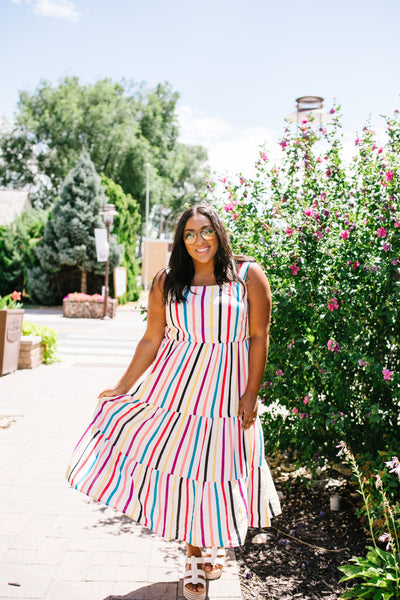 Carnival Striped Midi Dress