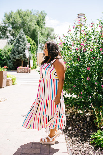 Carnival Striped Midi Dress