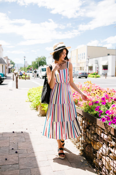 Carnival Striped Midi Dress