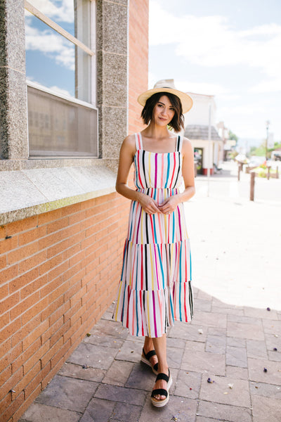 Carnival Striped Midi Dress